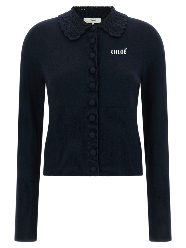 Blue Wool Cardigan Clothing