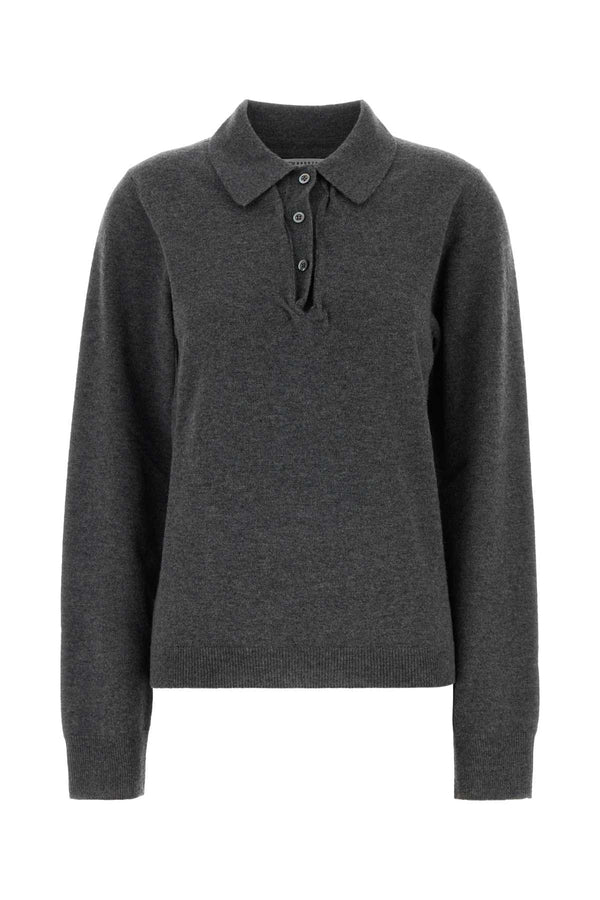 Maison Margiela Lambswool 100% Virgin wool polo in gray