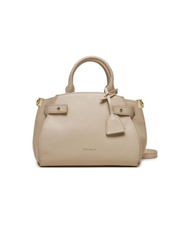 Coccinelle Cow leather top handle bag in beige