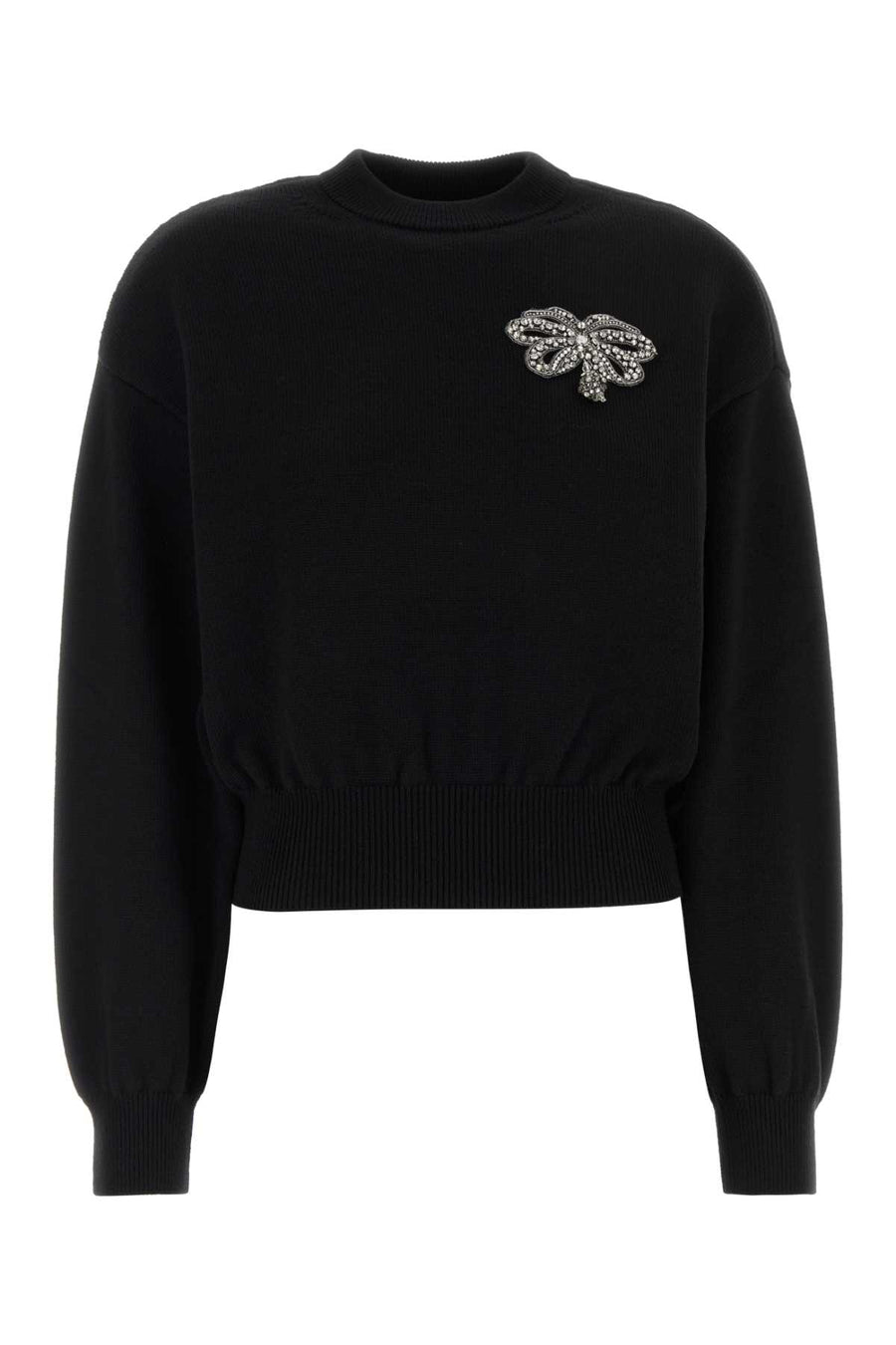 Black Wool Blend Sweater Exterior: Cotton Felpe
