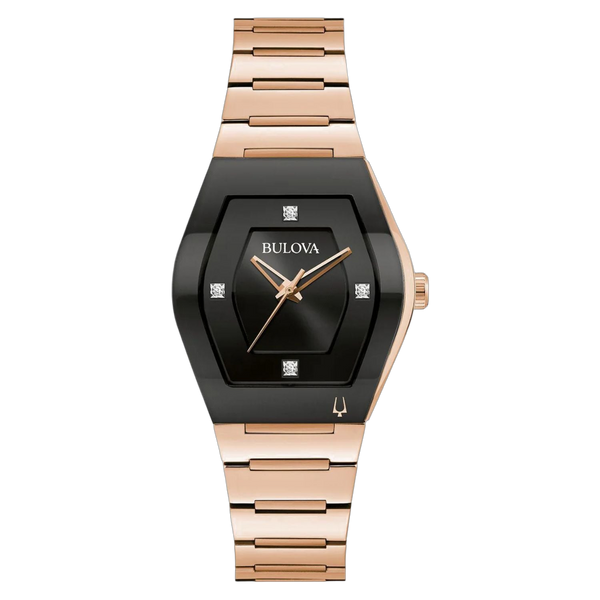 Bulova Stainless steel case and bracelet watch in black