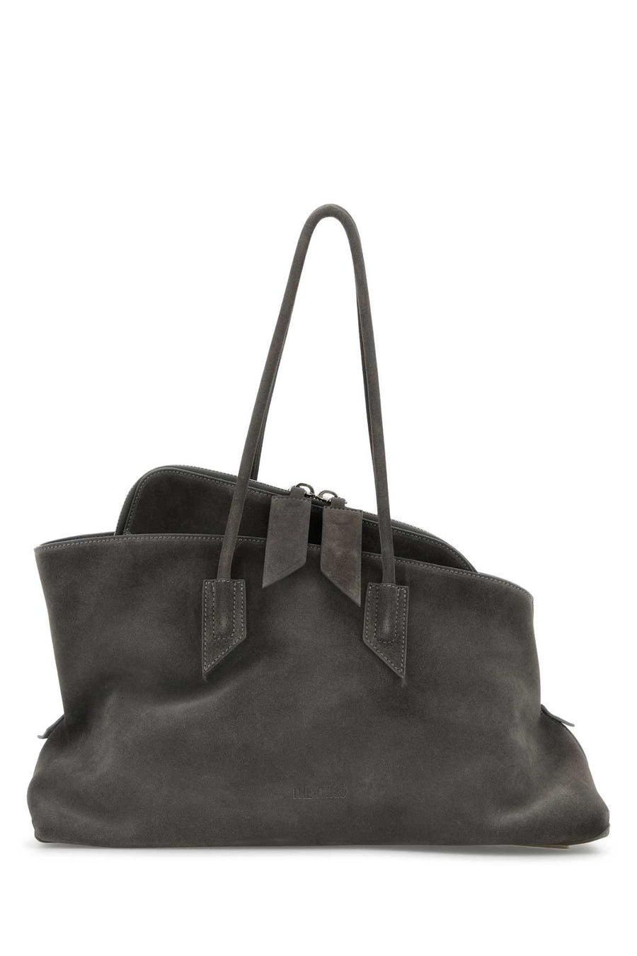 The Attico Exterior: 100% Calf Lining: 100% Calf Finishing: Silver metal shoulder bag in gray
