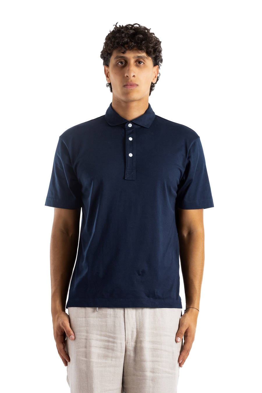 Handvaerk Pima cotton polo shirt in navy
