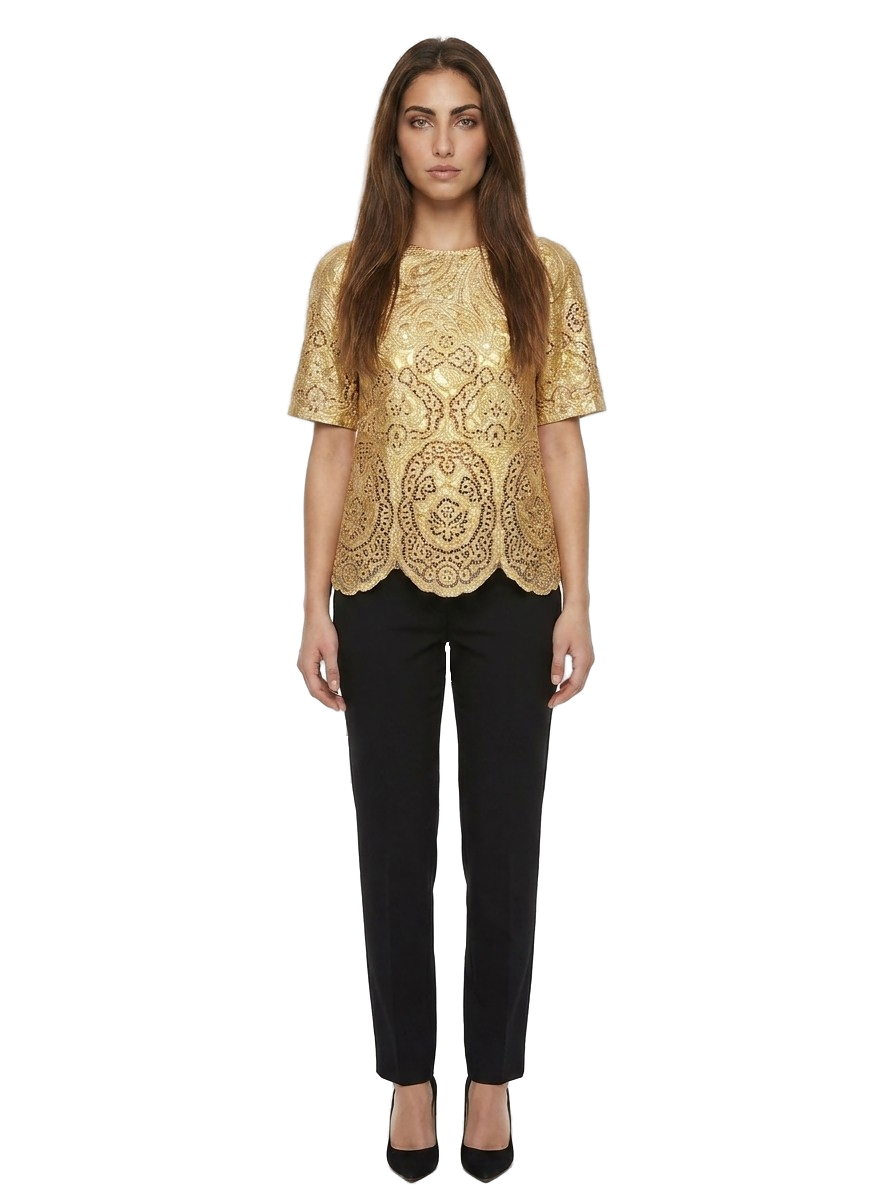 Gold Marabou Blouse