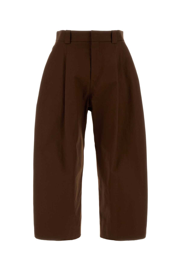 Chocolate Cotton Wide-Leg Pant Brown Exterior: Pantaloni