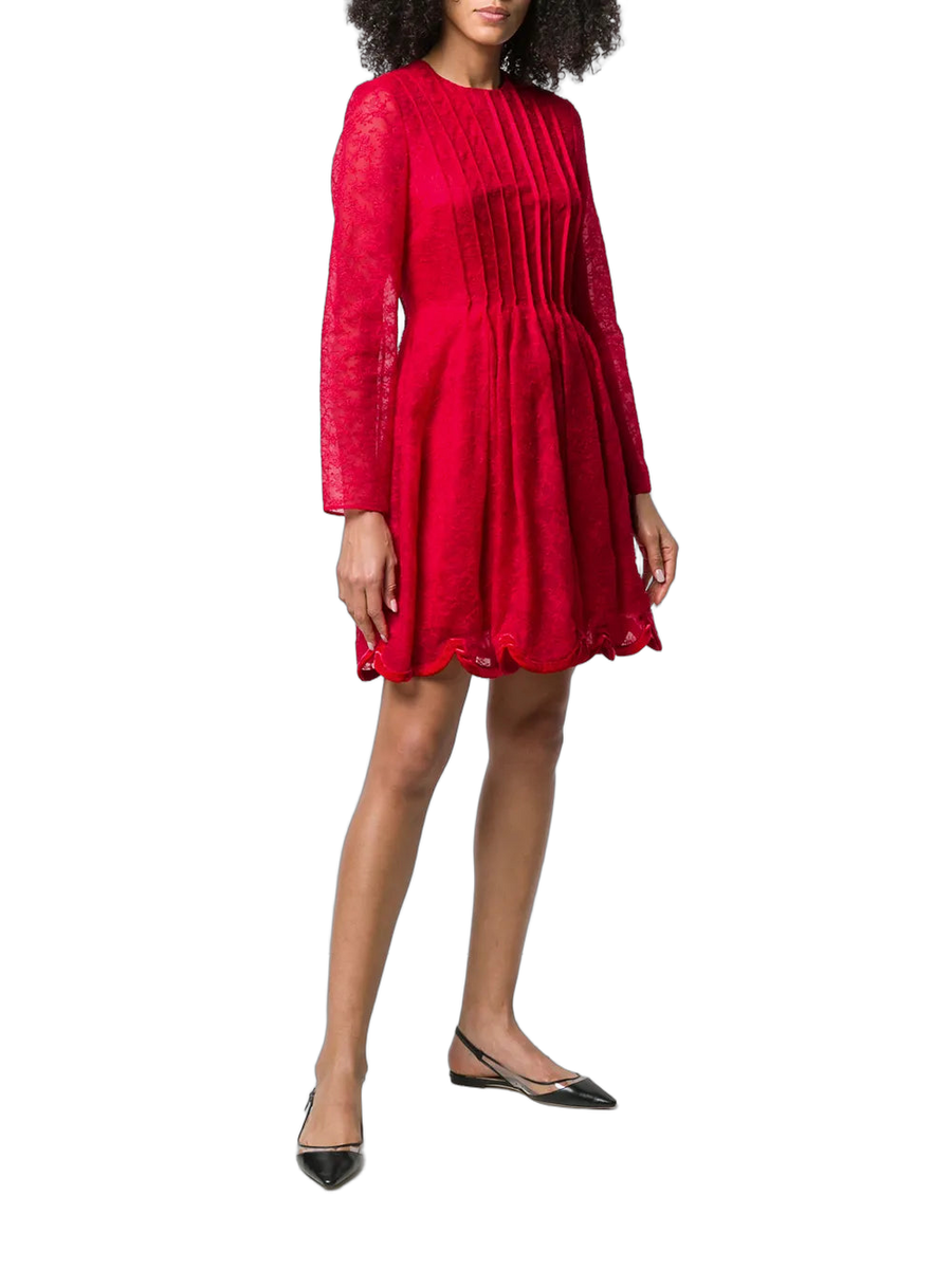 Valentino Wool and silk blend dress in red