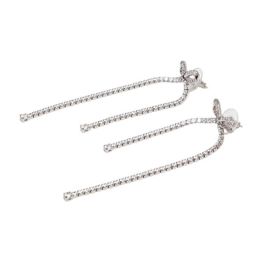Self-Portrait Synthetic crystal earrings in silver