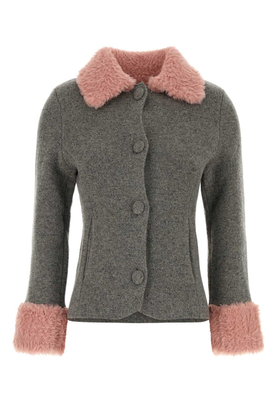Melange Grey Wool Blend Cardigan Grigio Maglieria
