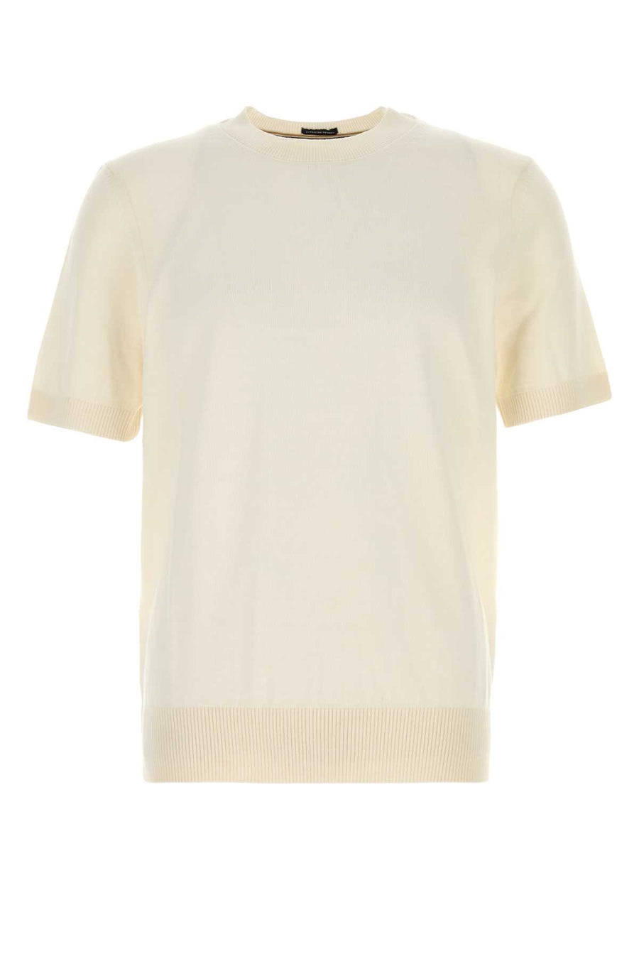 Cream Cotton Sweater Openwhite Exterior: Maglieria