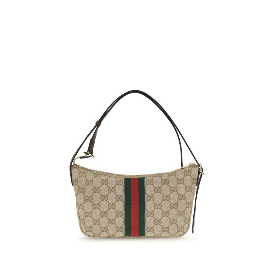 Gucci 100% Fabric with leather trims shoulder bag in beige