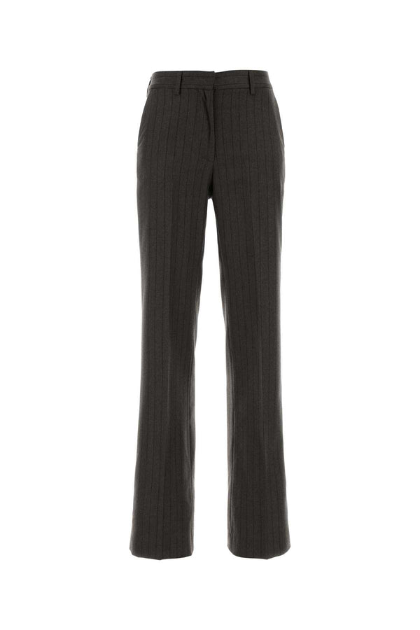 Embroidered Wool Jodie Pant Grigio Exterior: Virgin Pantaloni