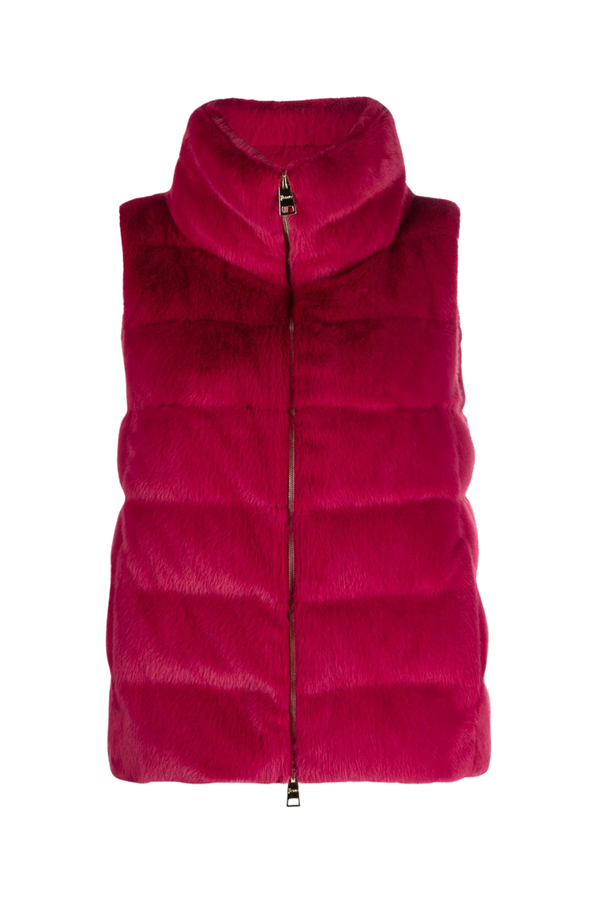 Herno 100% polyester faux fur vest in pink