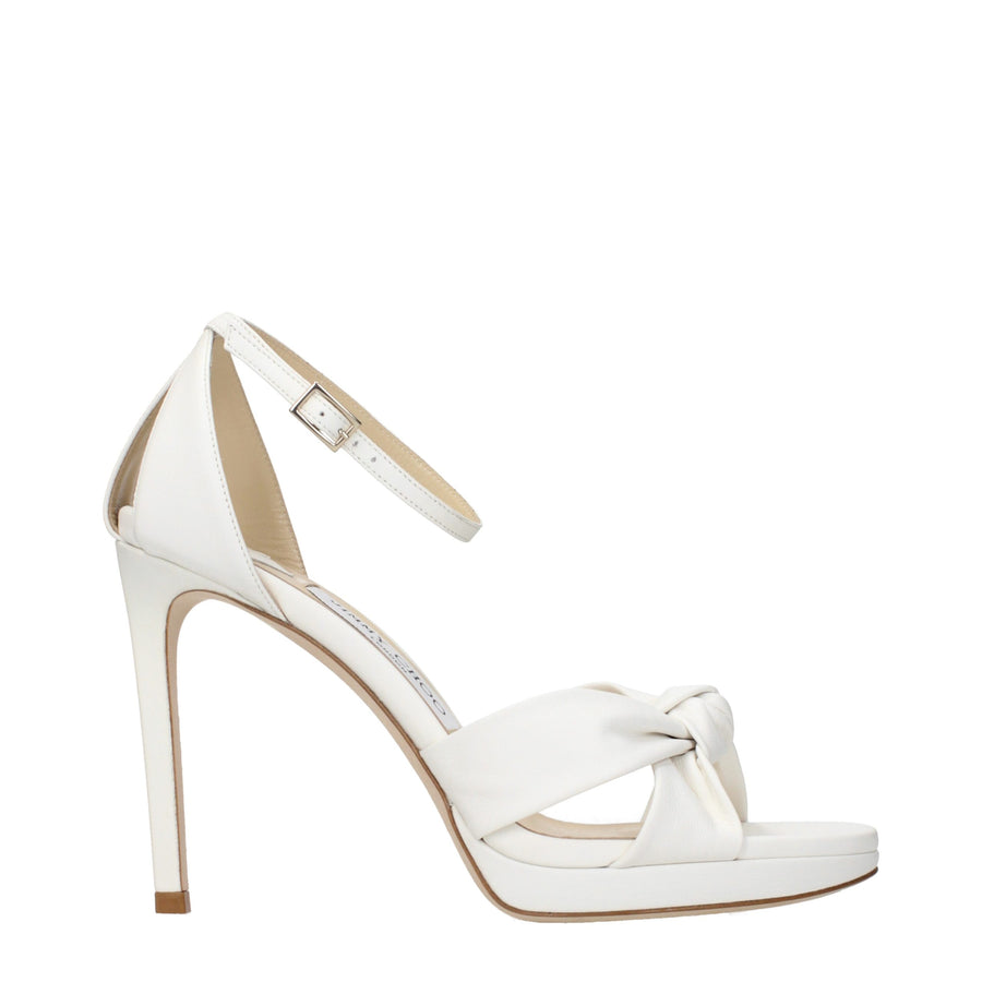 Jimmy Choo Leather heel sandal in white