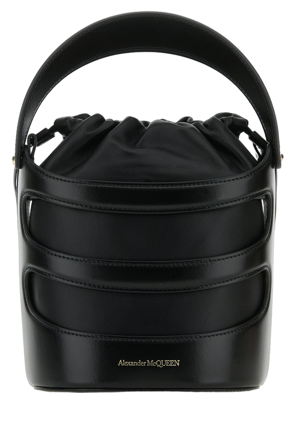Alexander McQueen Calf leather (vitello) bucket bag in black