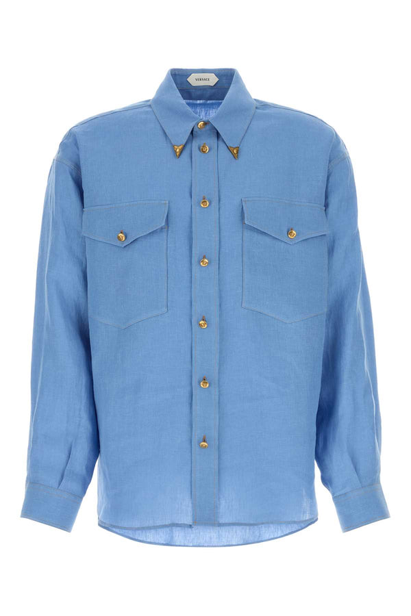 Versace 100% Linen shirt in blue