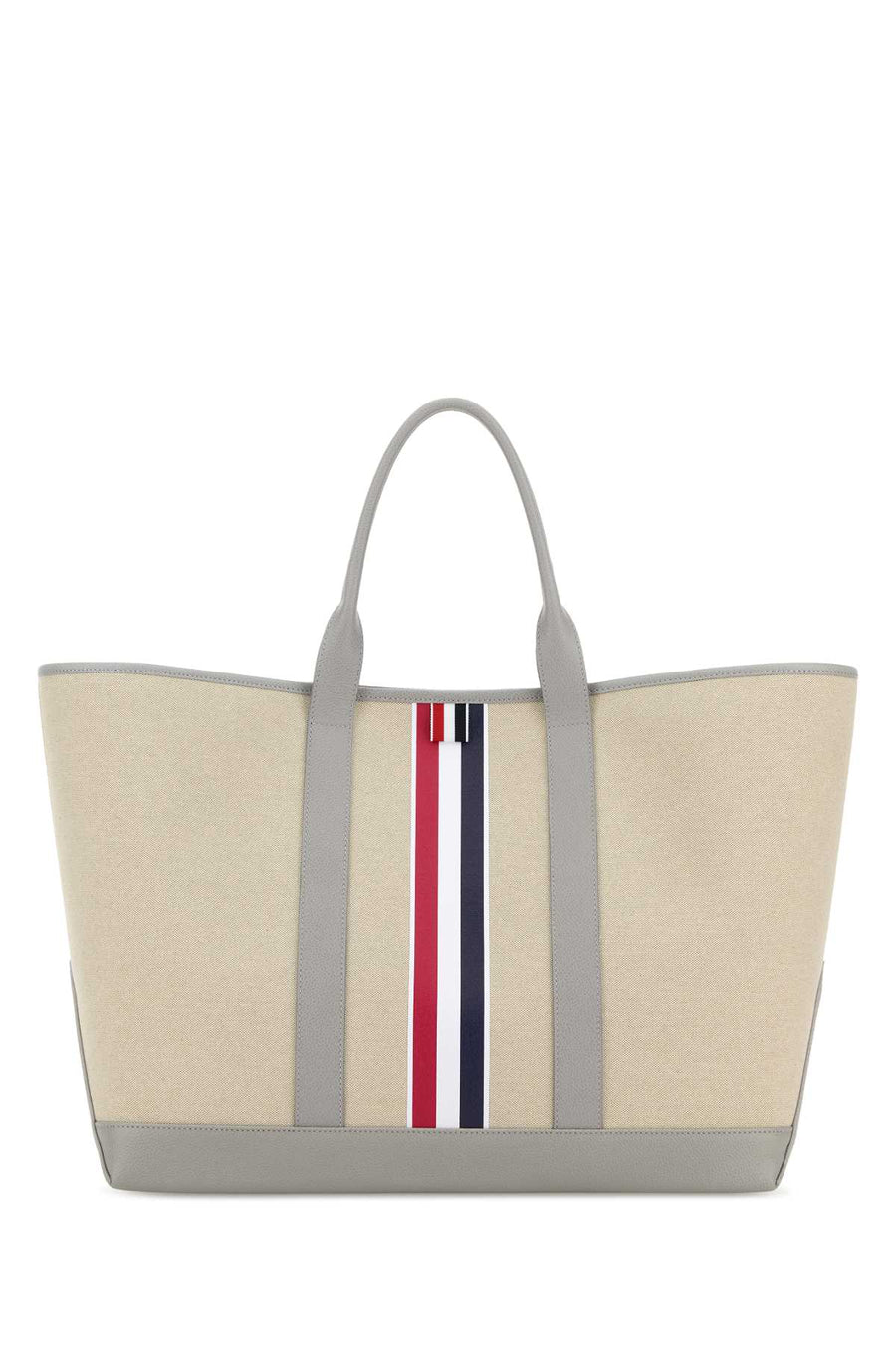 Thom Browne Exterior: 100% Cotton; Lining: 100% Fabric; Finishing: Golden metal tote bag in beige