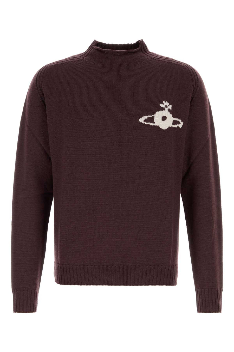 Aubergine Wool Fisherman Sweater Aw26darkmahogany Exterior: Maglie