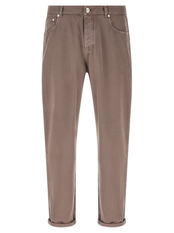 Brunello Cucinelli 100% cotton trousers in brown