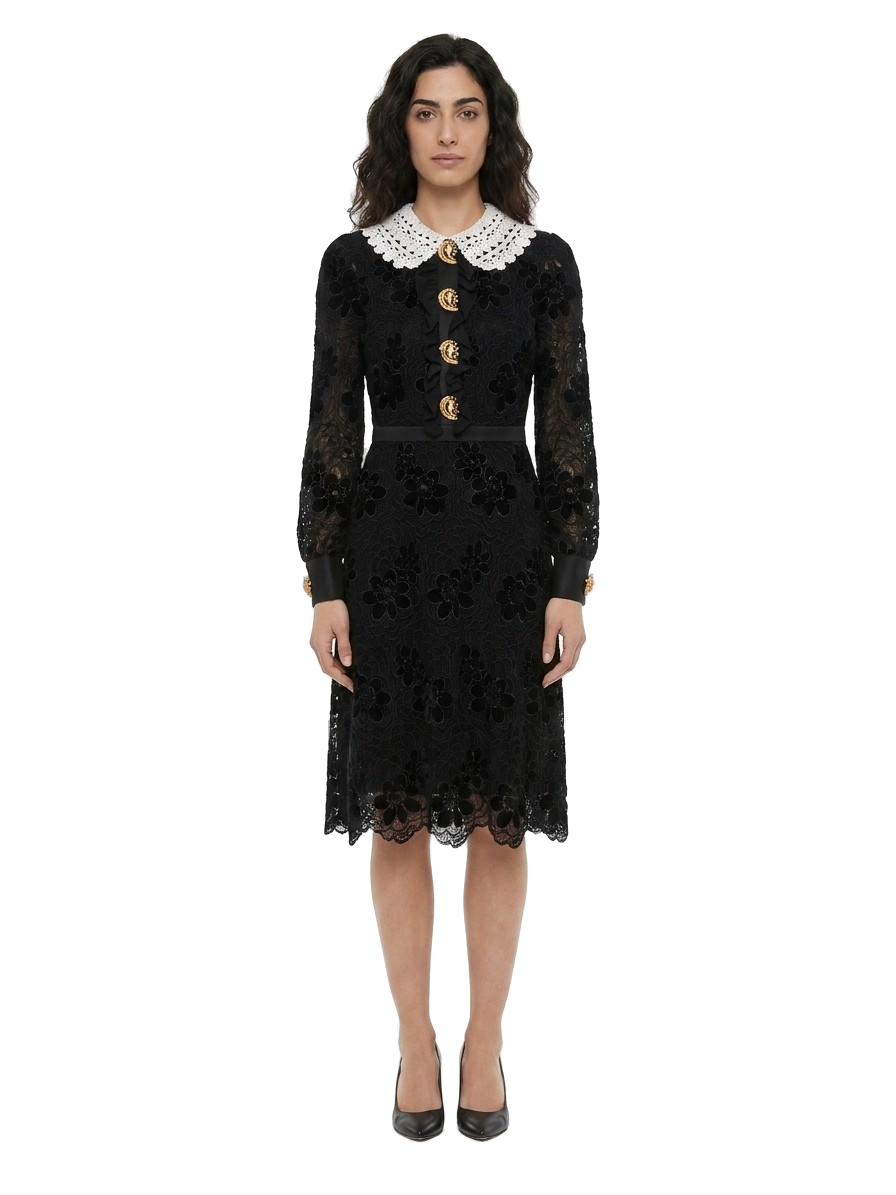 Black Polyester Cocktail Dress