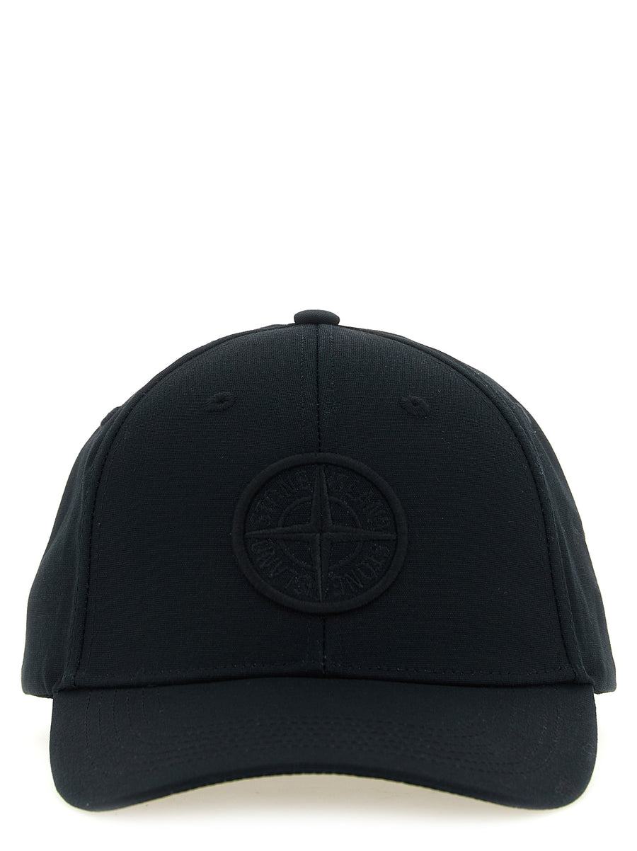 Stone Island ST338506BM 100% cotton baseball cap in black