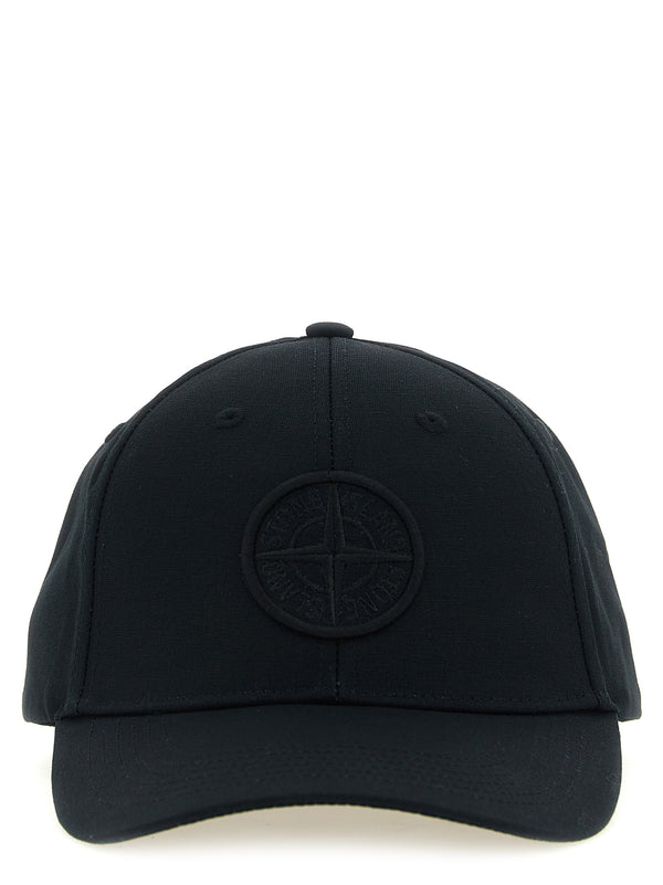 Stone Island ST338506BM 100% cotton baseball cap in black