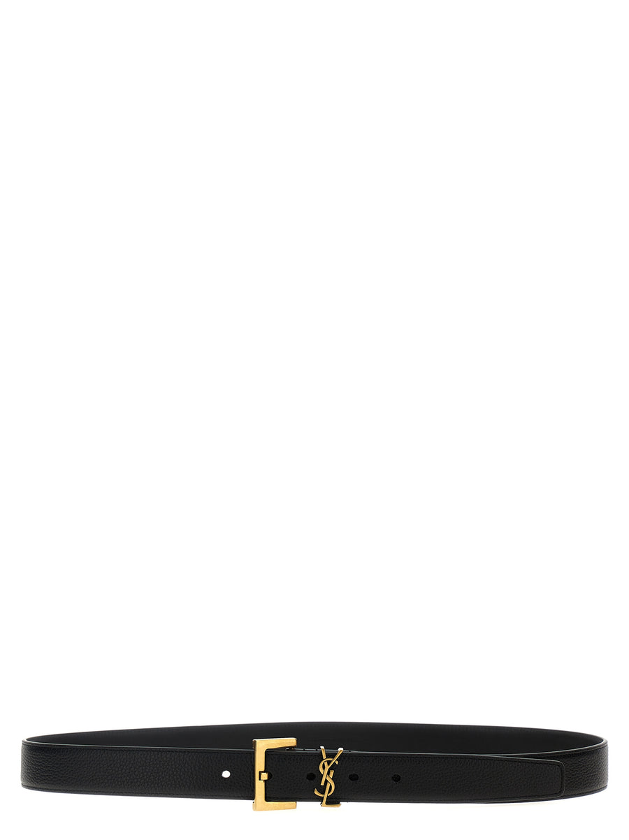 Saint Laurent 100% Calfskin Leather belt in black