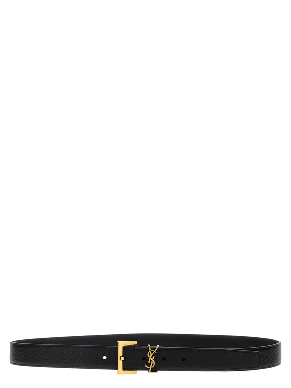 Saint Laurent 100% Calfskin Leather belt in black