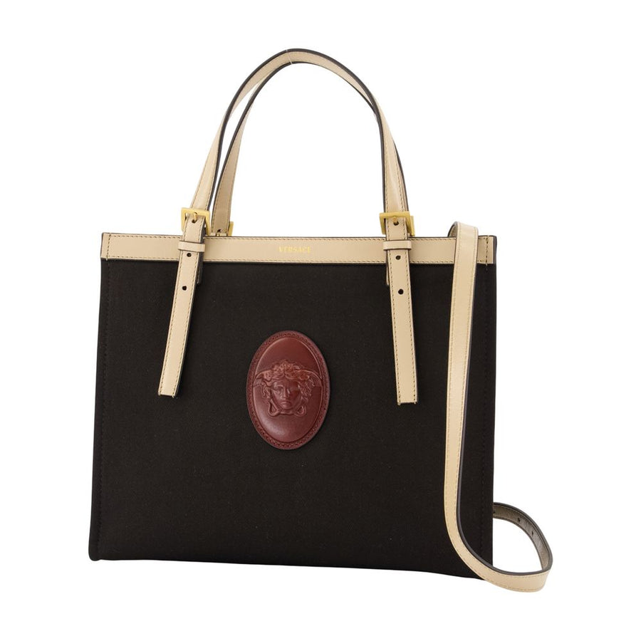 Versace calfskin tote bag in black