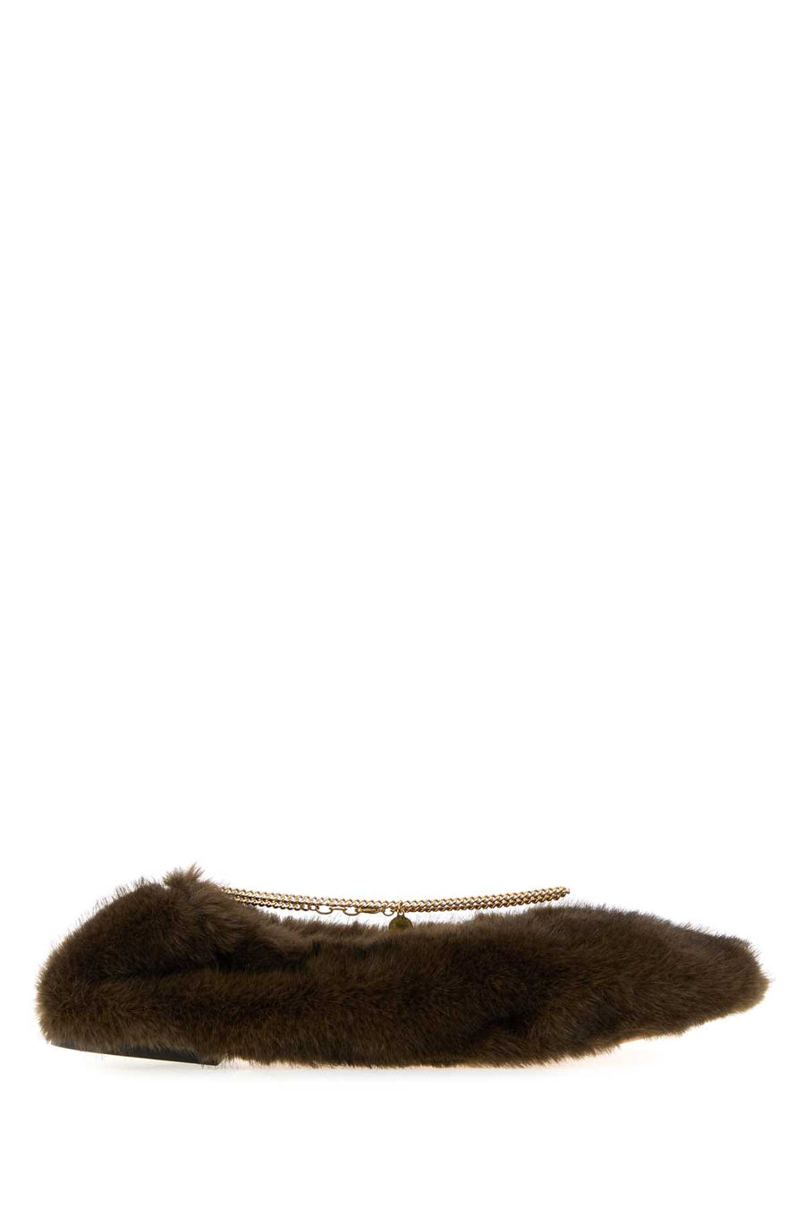 Ballerina Fff Mink Plush Fabric W- Chain Detail Coffee Lin: Polyurethane Ballerine