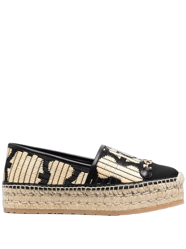 Ferragamo Leather espadrille flat in black