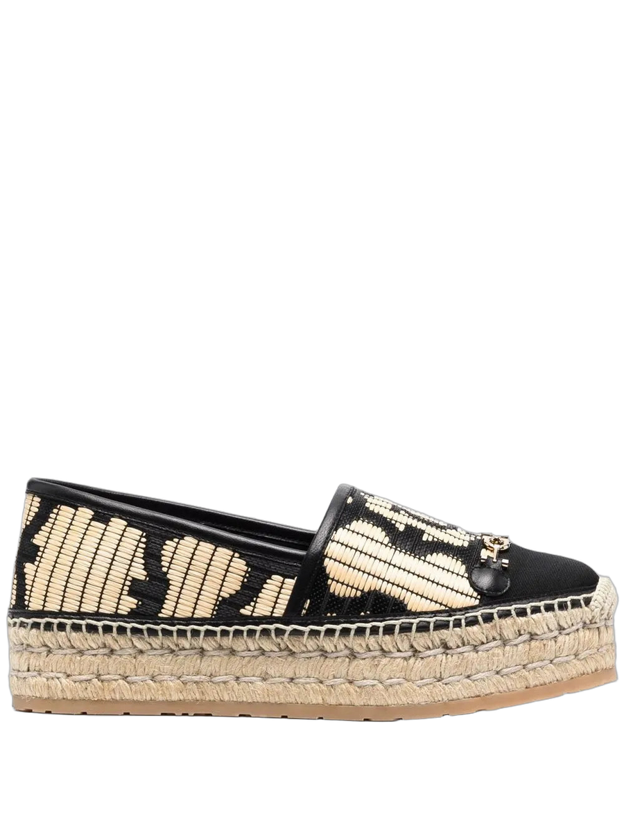 Ferragamo Leather espadrille flat in black