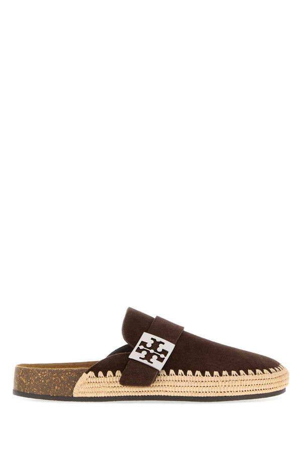 Tory Burch Raffia Exterior: 100% Suede slipper in brown