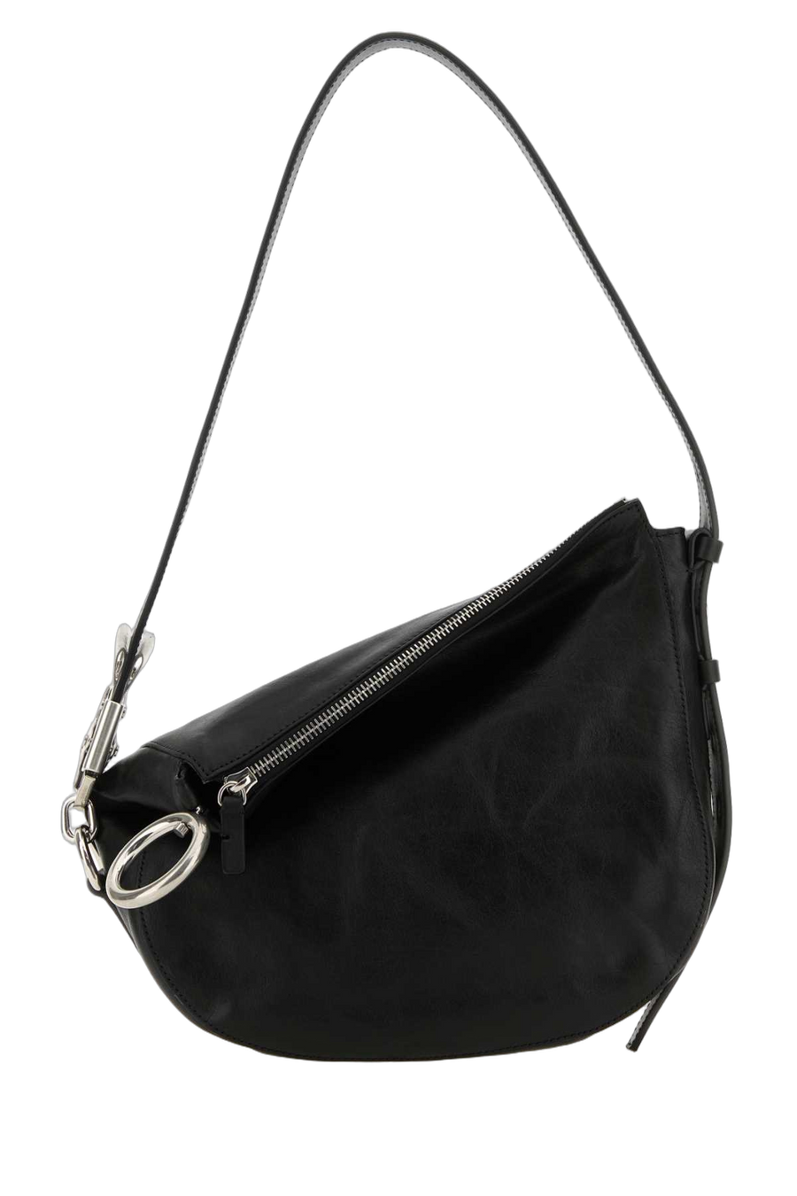 Burberry Exterior: 100% Calf leather; Lining: 100% Calf leather; Finishing: Silver metal shoulder bag in black