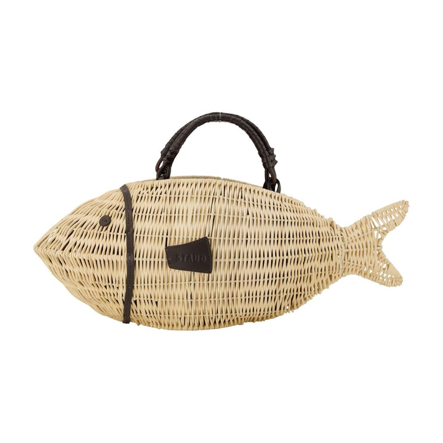 Staud Raffia top handle bag in ivory