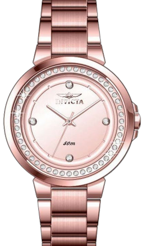 Invicta Stainless steel case and bracelet watch in rose gold