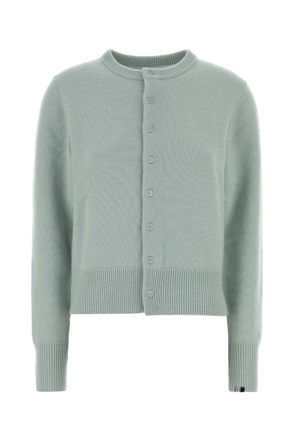Pastel Light Blue Cashmere Nâ°435 Cardigan Glass Exterior: Maglieria