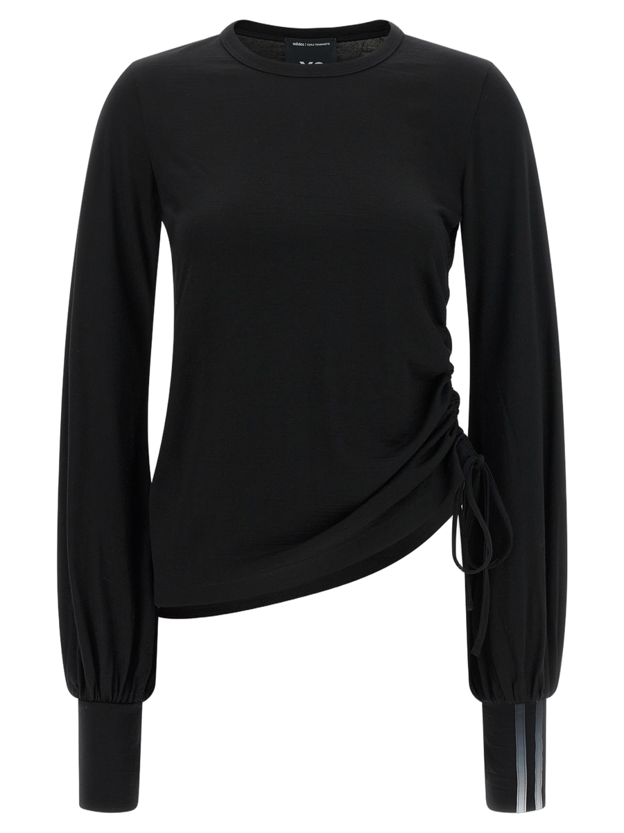 Y-3 100% Merino Wool long-sleeve t-shirt in black