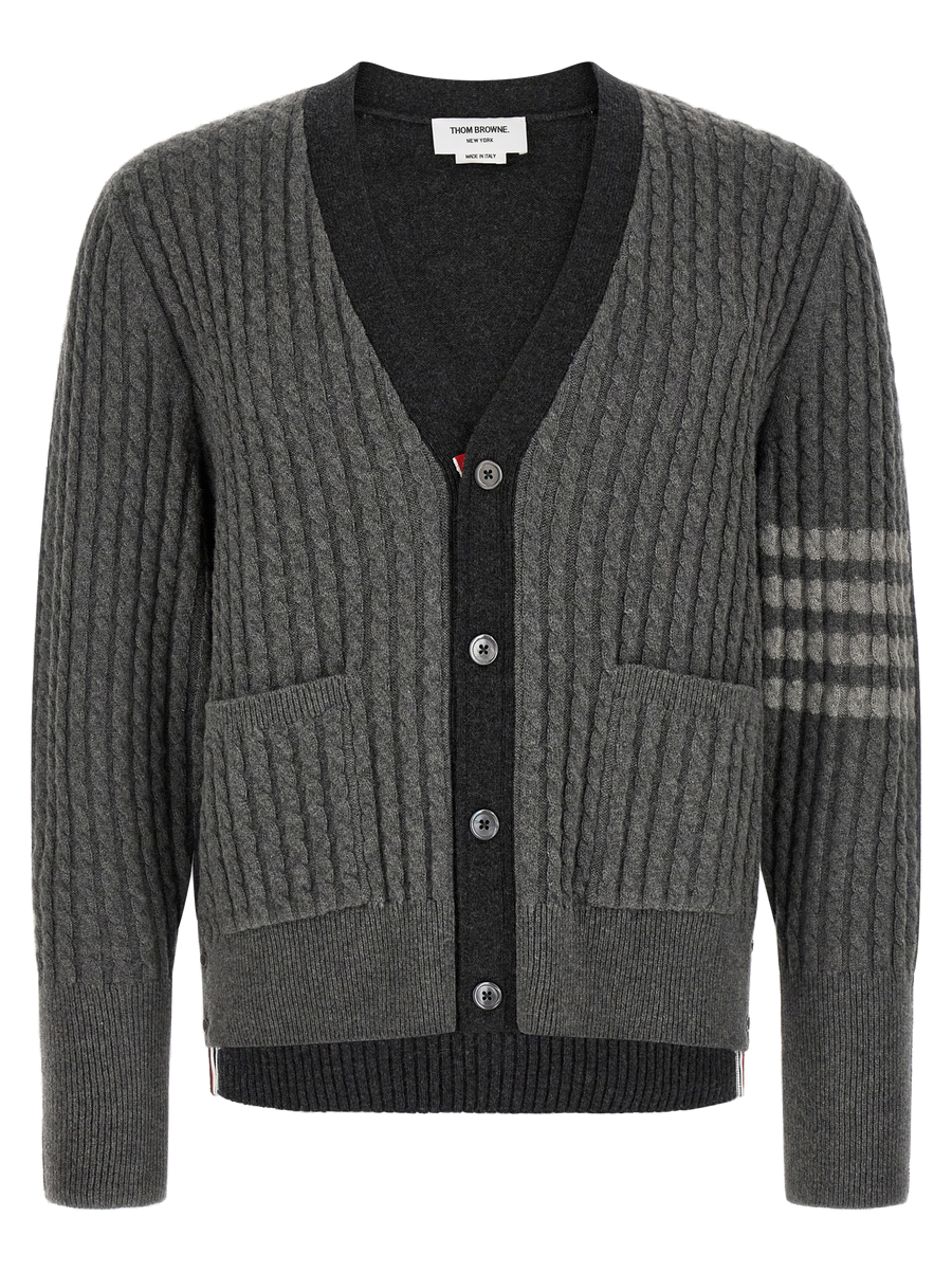 Thom Browne 100% Virgin Wool cardigan in gray