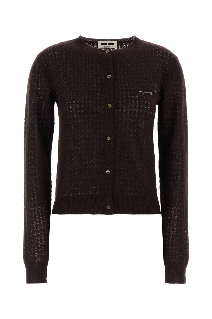 Dark Brown Cashmere Blend Cardigan Moro Exterior: Silk Maglieria