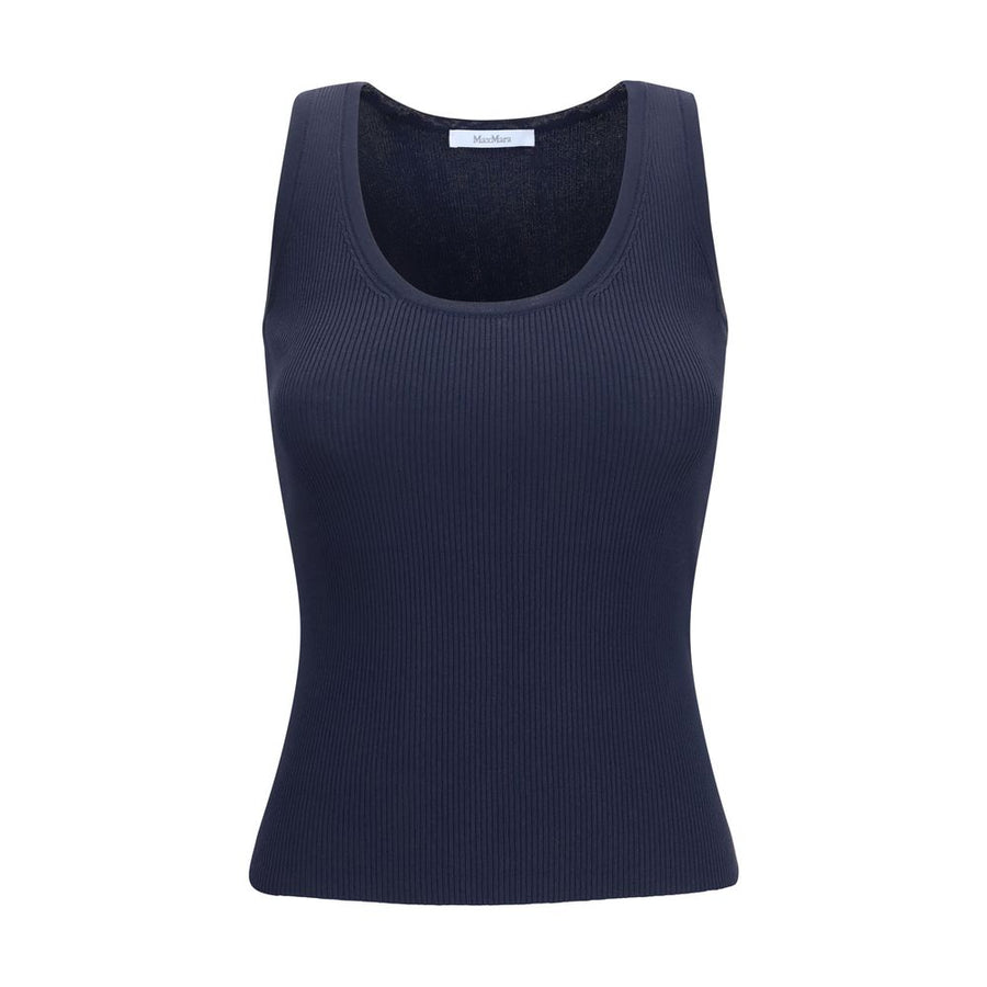 Max Mara 83% Viscose tank top in navy