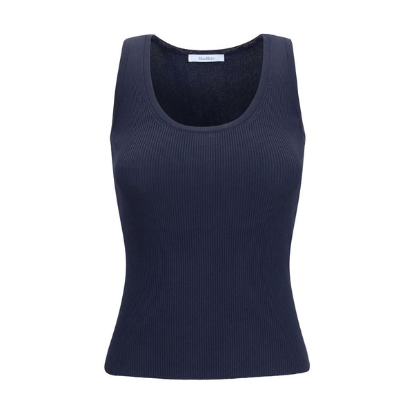 Max Mara 83% Viscose tank top in navy
