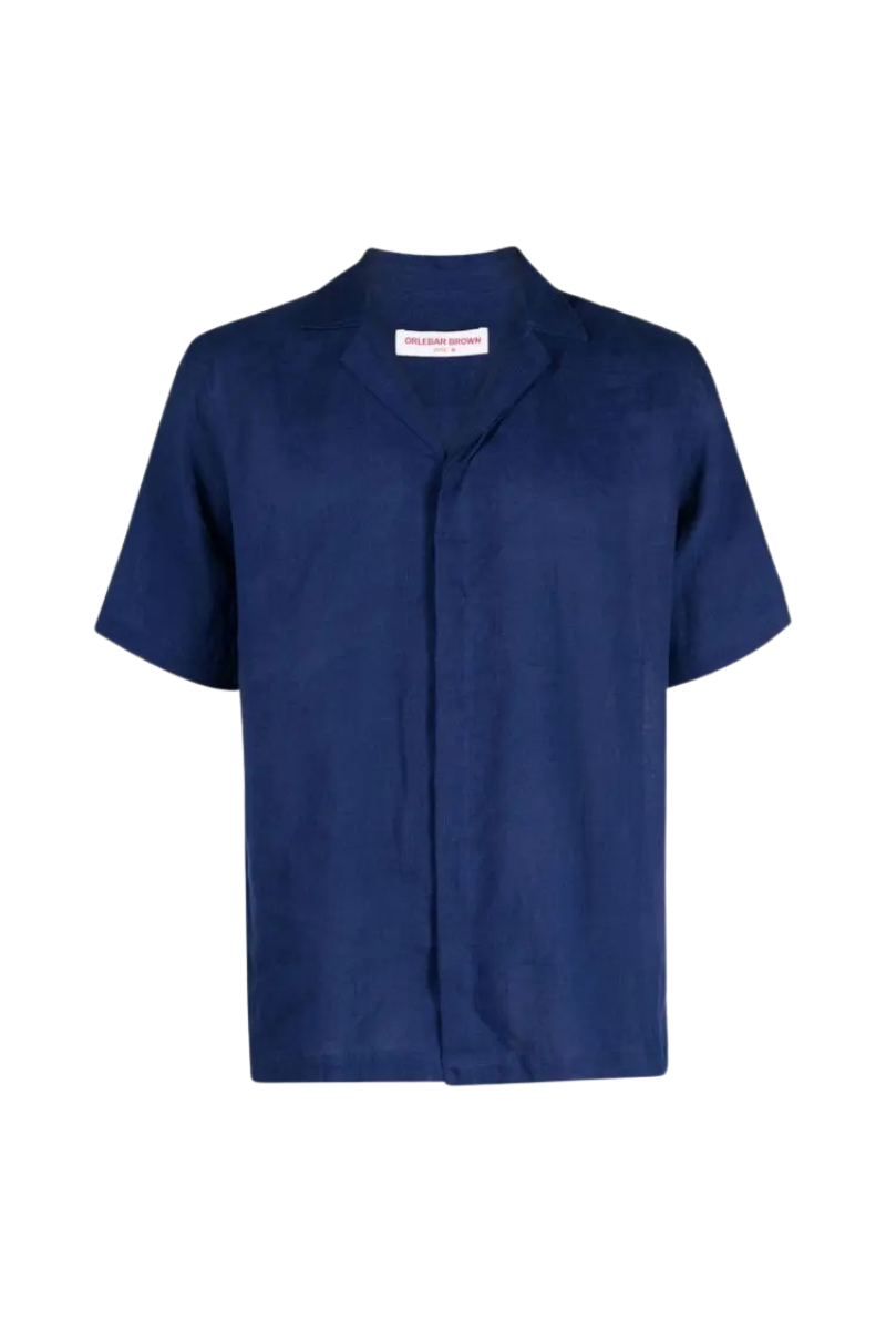 Orlebar Brown 100% Linen shirt in navy