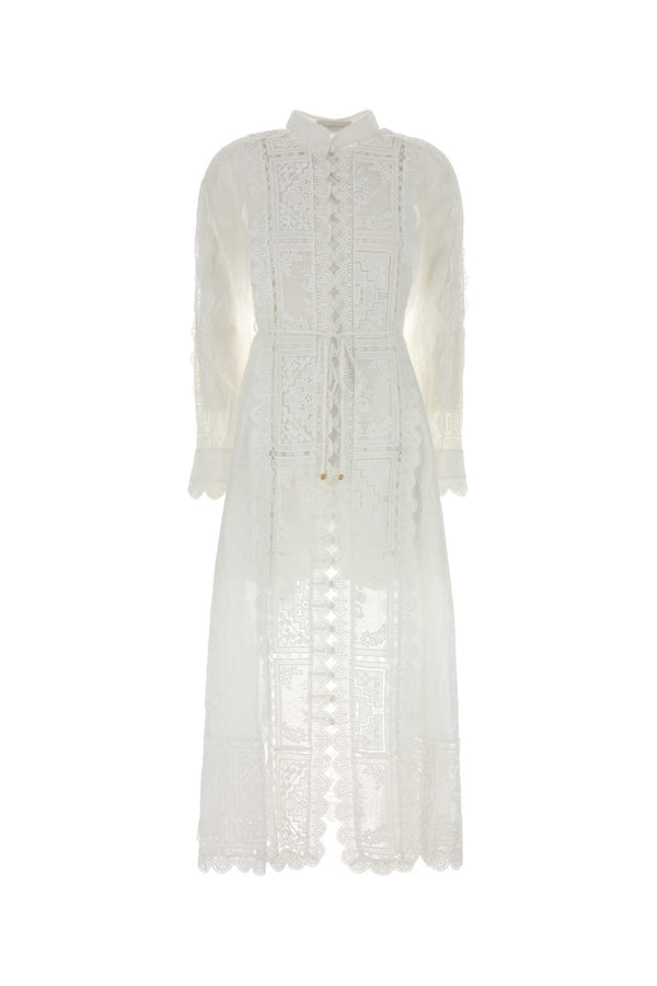 White Ramie Aster Dress Ivory Abiti