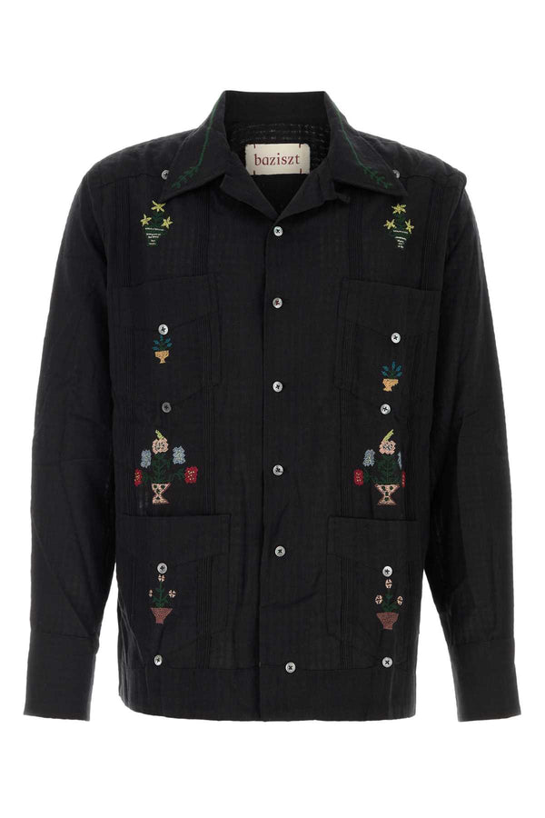 Black Cotton Byrsa Shirt Exterior: Camicie