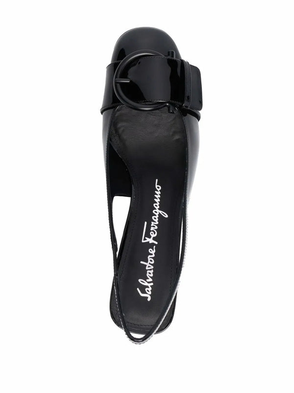 Ferragamo Patent leather slingback pump in black