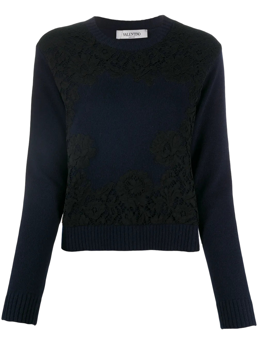 Valentino wool-cashmere blend sweater in navy