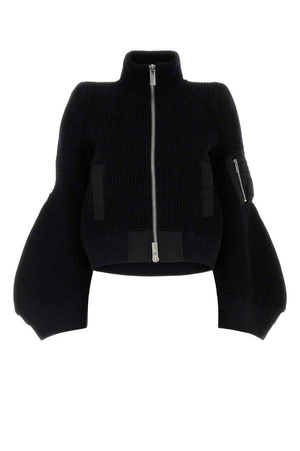 Black Wool Cardigan Exterior: Maglieria