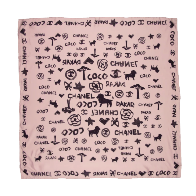 Chanel 100% silk twill scarf in pink