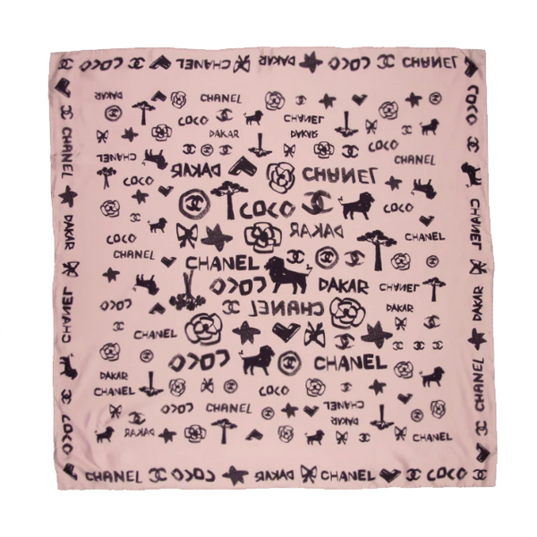 Chanel 100% silk twill scarf in pink