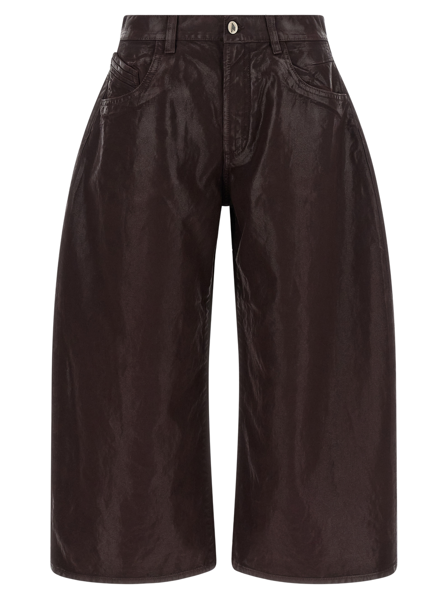 Purple Cotton Cropped Pants